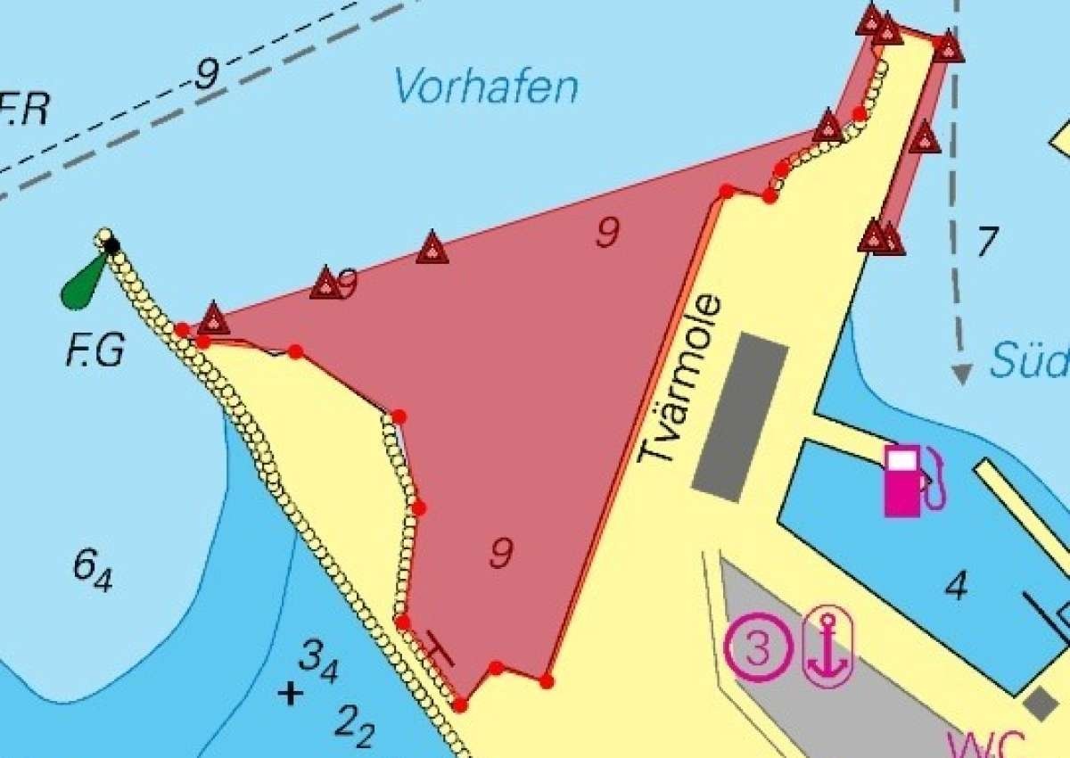 Rønne - Vorhafen Sperrgebiet/restricted area - Navinfo in de buurt van Rønne