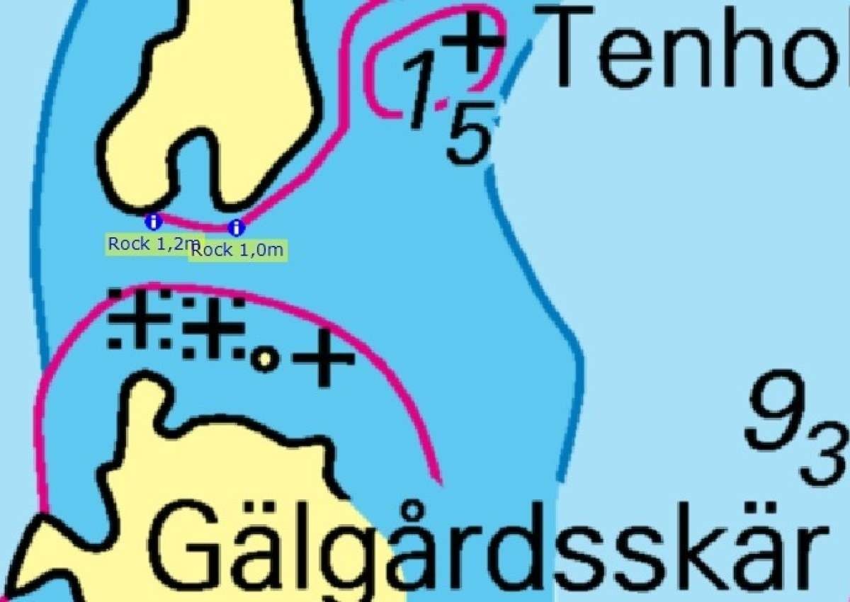 SE Tenholmskär - Shallow - Waarschuwing in de buurt van Hälleviksstrand
