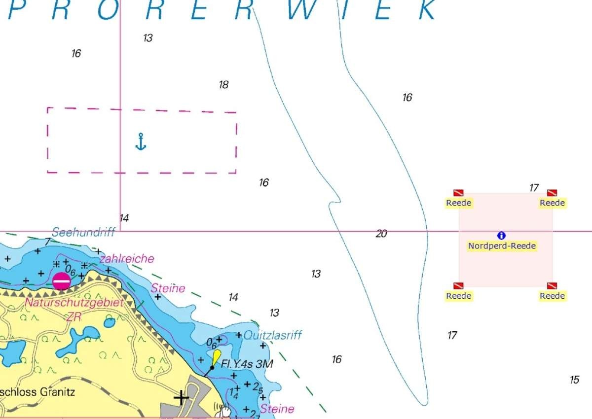 Prorer Wiek - Nordperd-Reede  - Navinfo in de buurt van Küstengewässer einschließlich Anteil am Festlandsockel