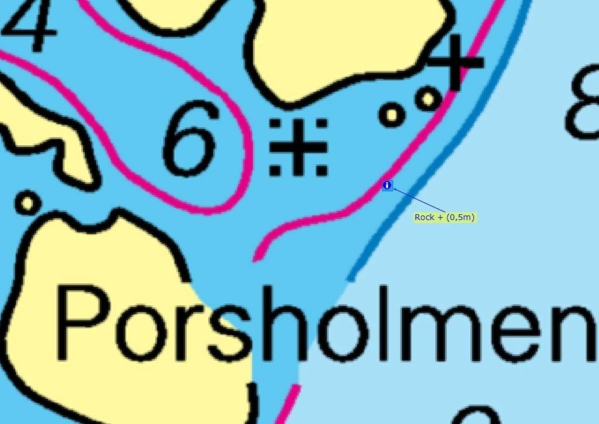SE Porsholmen - Shallow 0,5 m - Waarschuwing in de buurt van Stenungsund